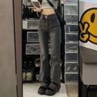 High Waist Washed Loose-fit Boot-cut Jeans