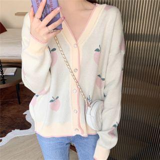 Peach Jacquard Cardigan Off-white - One Size