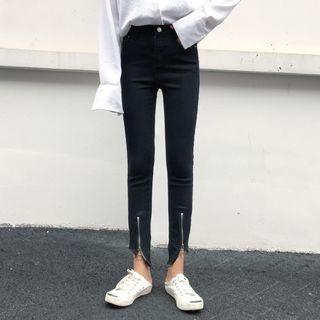 Zipped Cropped Skinny Jeans