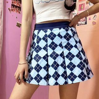 Argyle Patterned High Waist Skirt