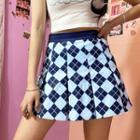 Argyle Patterned High Waist Skirt