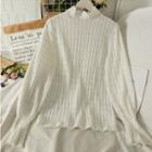 High-neck Bell-sleeve Lace Blouse