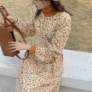 High-neck Top + Floral Print Dress