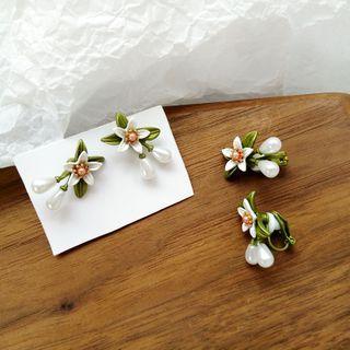 Flower & Faux Pearl Earring