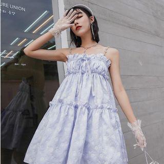 Chain Strap Ruffled A-line Dress