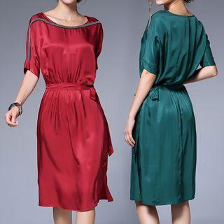 Studded Elbow Sleeve Midi Dress