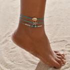 Set Of 3: Shell / Starfish String Anklet (assorted Designs) As Shown In Figure - One Size