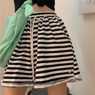 Drawstring Striped Wide-leg Shorts As Shown In Figure - One Size