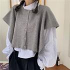 Ruched Shirt / Single-breasted Knit Vest