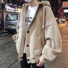 Drawstring Hooded Button Jacket