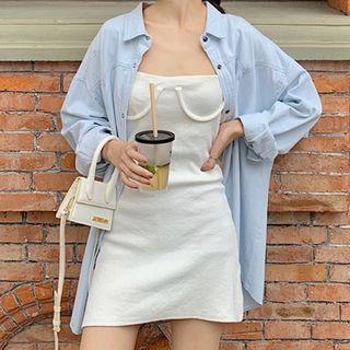 Long-sleeve Denim Blouse As Shown In Figure - One Size