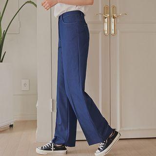 Stitched Loose-fit Denim Dress Pants