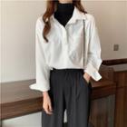 Mock Two-piece Turtleneck Plain Shirt