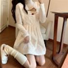 Long-sleeve Mock-neck Cutout Top / Mini A-line Overall Dress