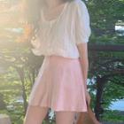 Puff-sleeve Ruffle Trim Blouse / Shorts