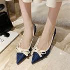 Bow-accent Kitten-heel Pointed Pumps