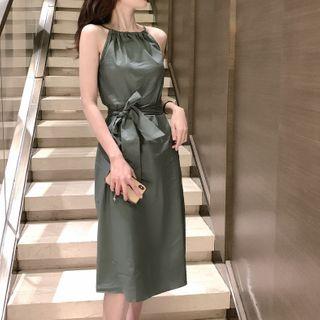 Tie-waist Halter A-line Dress