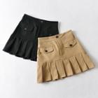 Pleated Hem Mini A-line Skirt