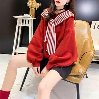 Puff-sleeve Mock Two-piece Sweater