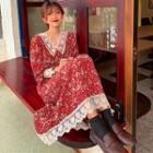 Lace Floral Long-sleeve Dress
