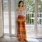 Off-shoulder Top / Maxi Printed Skirt