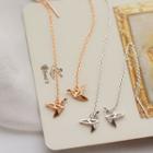 925 Sterling Silver Rhinestone Origami Crane Dangle Earring