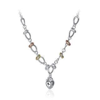 Simple Heart Flower Key Necklace With Austrian Element Crystal Silver - One Size