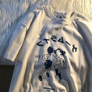 Short-sleeve Japanese Lettering Print T-shirt