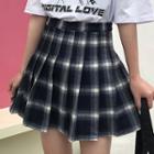 Plaid A-line Mini Pleated Skirt