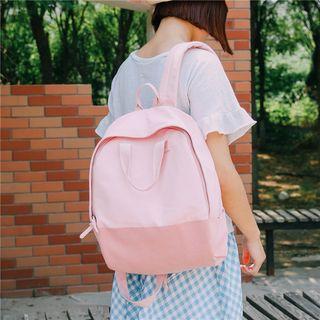 Two Tone Canvas Zipped Backpack