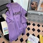 Short-sleeve Cold-shoulder Lettering Knit Top