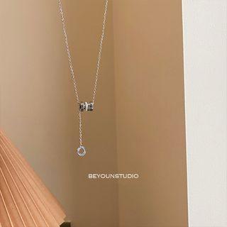 Geometric Pendant Stainless Steel Necklace E601 - Silver - One Size
