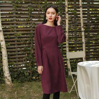 Pintuck-trim Tie-waist Dress