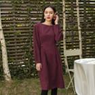 Pintuck-trim Tie-waist Dress