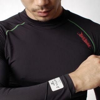 Raglan-sleeve Printed Piped Rashguard L