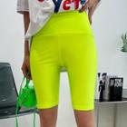 Plain Band-waist Biker Shorts