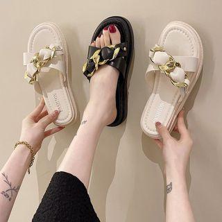 Platform Chain Slide Sandals