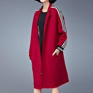 Contrast Trim Snap Button Coat