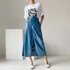 Asymmetric-waist Patent Long Skirt
