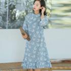 Stand-collar Duck Print Qipao Dress
