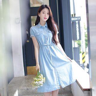 Tie-waist Midi Denim Shirtdress