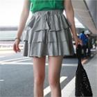 Drawcord-waist Ruffle-tiered Miniskirt