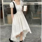 Short-sleeve High-low A-line Dress White - One Size