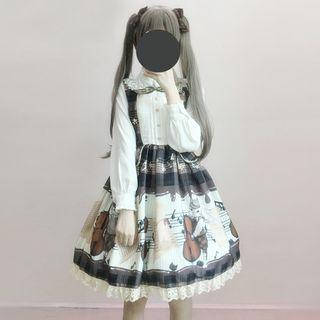 Lace Trim Printed Panel A-line Dress