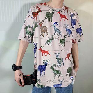 Goat Print Short-sleeve T-shirt