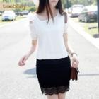 Short-sleeve Cut Out Chiffon T-shirt