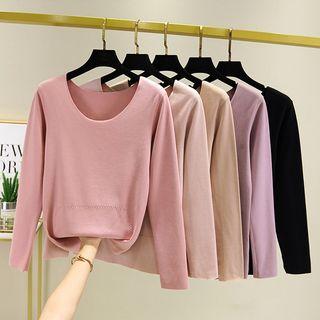 Round-neck Fleece Long-sleeve Top