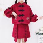 Chinese Style Frog Buttoned Jacket / Mini Skirt