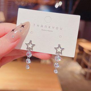 Star Rhinestone Dangle Earring 1 Pair - E4307 - Silver - One Size