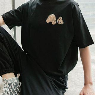 Cartoon Bear Embroidered Short-sleeve T-shirt